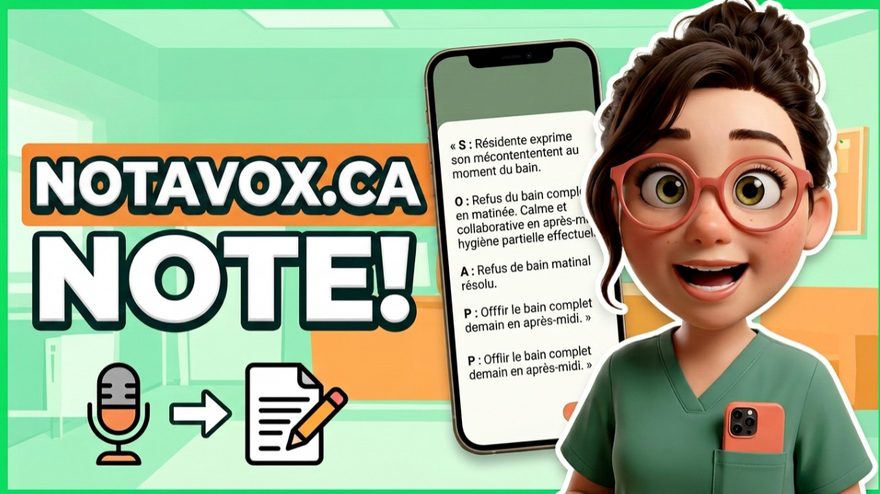 Ginette shows a SOAP note dictated with NotaVox on a phone